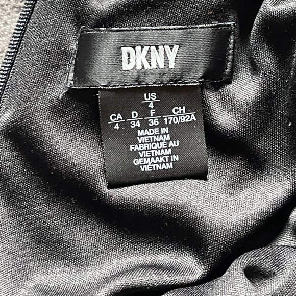 DKNY Women's Fit and Flare Short Sleeve Tie Neck Dress - Picture 7 of 10